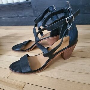 Lucky Brand Black and Brown Block Heel Sandals